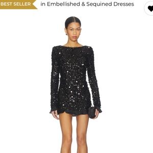 Show Me Your MuMu Black Metallic Sequin Maddison Mini Dress M